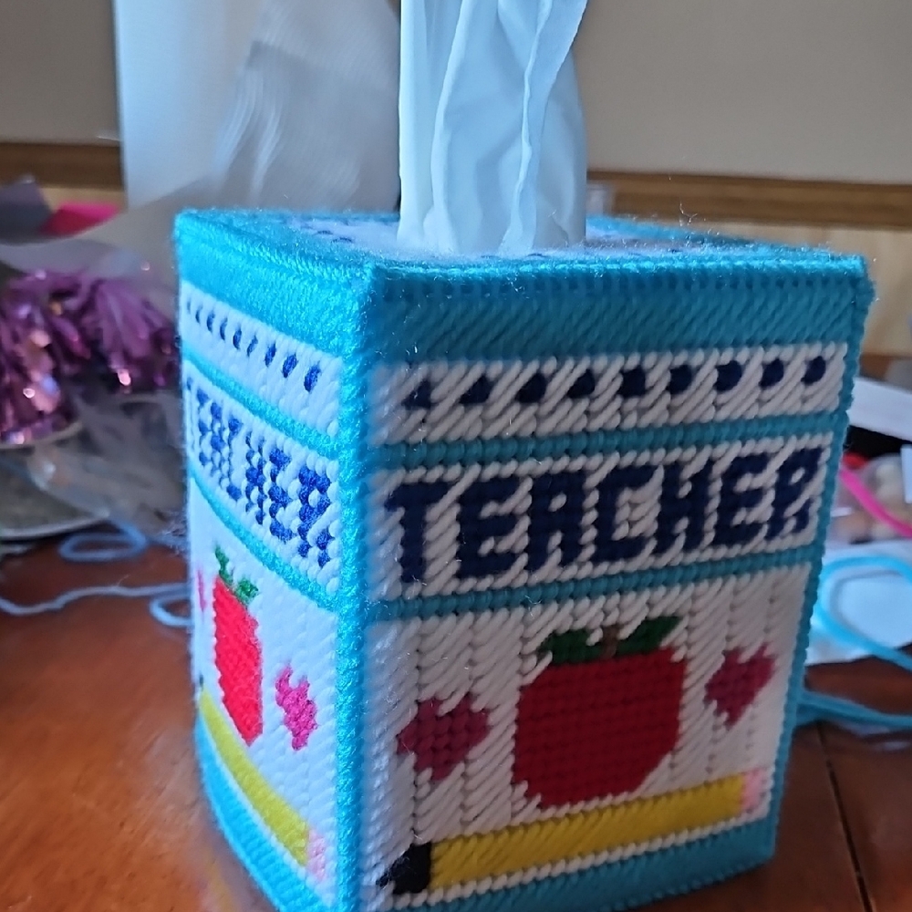 Colorful Teacher Tissue Box Cover